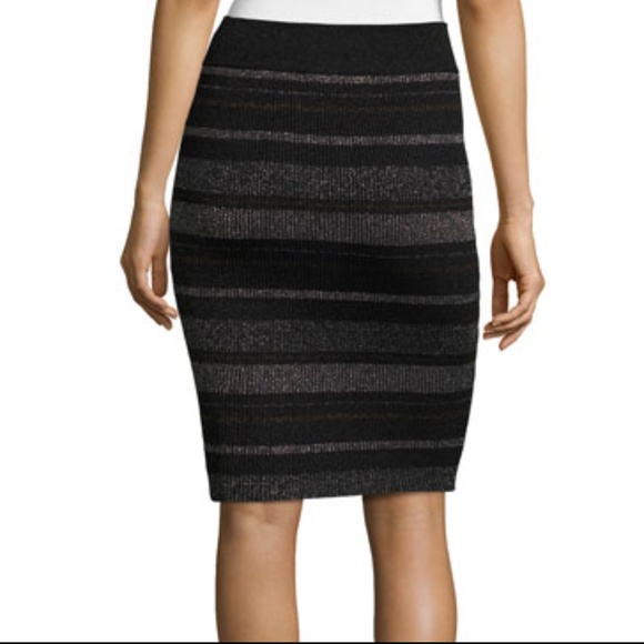 NWT Kendall + Kylie Metallic Stripe Pencil Skirt S - Picture 2 of 6